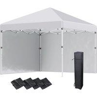 Outsunny 3 x 3m Metal Frame Gazebo, Portable Pop Up Gazebo with 2 Sidewalls, Leg Weight Bags & Carry Bag for Garden Aosom UK
