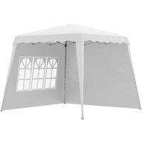 Outsunny 2.9 x 2.9m Pop Up Gazebo with 2 Sides, Slant Legs and Carry Bag, Height Adjustable UV50+ Party Tent Event Shelter for Garden, Patio, White