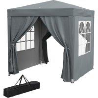 Outsunny 2 x 2m Pop Up Gazebo with Sides, Metal Frame Waterproof Marquee Party Tent Canopy with Free Carrying Case, Grey Aosom UK