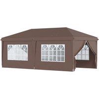 Outsunny 3 x 6m Sturdy Pop Up Gazebo with Sides, Metal Frame Party Tent with Carry Bag, Height Adjustable for Garden, Brown Aosom UK