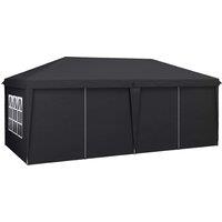 Outsunny 3 x 6m Metal Frame Gazebo, Portable Pop Up Canopy Tent with Sidewalls, Windows & Storage Bag, Grey Aosom UK