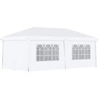 Outsunny 3 x 6m Pop Up Gazebo with Sides, Waterproof Heavy Duty Garden & Camping Shelter with Windows & Storage Bag, White Aosom UK