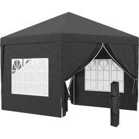 Outsunny 3 x 3m Pop Up Gazebo with Sides, Metal Frame Water Resistant Tent Canopy with Carry Bag and 2 Windows, Black Aosom UK