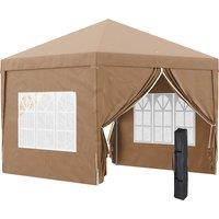 Outsunny 3 x 3m Steel Frame Gazebo, Water Resistant Canopy Tent with Carry Bag for Weddings, Camping & Outdoor Events, Brown Aosom UK
