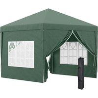 Outsunny 3 x 3m Waterproof Gazebo, Metal Frame Pop Up Canopy Tent with Side Panels, Windows & Carry Bag, Green Aosom UK