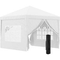 Outsunny 3 x 3m Pop Up Gazebo with Sides, Steel Frame Tent, Garden Marquee with Carry Bag and Windows, White Aosom UK