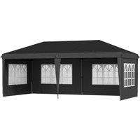 Outsunny 3 x 6m Gazebo Lightweight with Carry Bag, Height Adjustable Marquee Party Tent, Accessories Included, Black Aosom UK