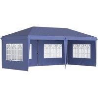 Outsunny 3 x 6m Heavy Duty Pop Up Gazebo, Party Tent Garden Marquee with Sidewalls and Carry Bag , Height Adjustable, Blue Aosom UK