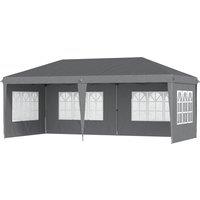 Outsunny 3 x 6m Heavy Duty Gazebo, Party Tent Garden Marquee with Removable Sidewalls and Carry Bag, Grey Aosom UK