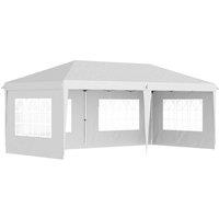 Outsunny 3 x 6m Pop Up Gazebo, Height Adjustable Marquee Party Tent with Sidewalls and Storage Bag, White Aosom UK