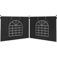 Outsunny Gazebo Side Panels, 2 Pack Sides Replacement, for 3x3(m) or 3x6m Pop Up Gazebo, with Windows and Doors, Black Aosom UK