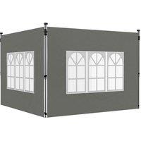 Outsunny Gazebo Side Panels, Sides Replacement with Window for 3x3(m) or 3x4m Pop Up Gazebo, 2 Pack, Dark Grey