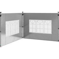 Outsunny Replacement Gazebo Side Panels with Windows, Compatible with 3x3(m) or 3x4m Pop Up Gazebos, 2 Pack, Grey
