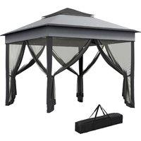 Outsunny 3 x 3(m) Pop Up Gazebo, Height Adjustable Instant Event Shelter with Netting and Carrying Bag, Grey