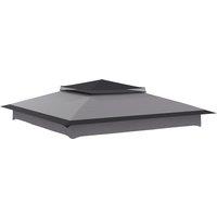 Outsunny Pop Up Gazebo Replacement Canopy, 2-Tier Roof for 3.25m x 3.25m Frame, UV30+ Protection, Grey