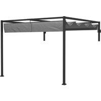 Outsunny 2 x 3(m) Lean To Pergola, Metal Pergola with Retractable Roof for Grill, Garden, Patio, Deck