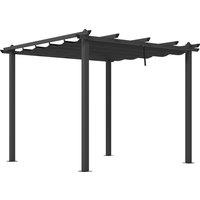 Outsunny 3 x 3(m) Aluminium Pergola with Retractable Roof, Garden Gazebo Canopy Sun Shade Shelter for Grill, Patio, Deck