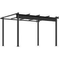 Outsunny 3 x 4m Aluminium Pergola with Retractable Roof, Garden Gazebo Canopy Sun Shade Shelter for Grill, Patio, Deck