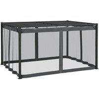 Outsunny 3 x 4m Retractable Pergola, Garden Gazebo Shelter with Nettings, for Grill, Patio, Deck, Dark Grey