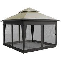 Outsunny 3 x 3(m) Pop Up Gazebo with Mosquito Netting, 1 Person Easy up Marquee Party Tent with 1-Button Push, Double Roof, Sandbags