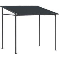 Outsunny 2.4 x 2.4 m Wall Mounted Pergola Gazebo with PA Coating Fabric and Metal Frame, UPF30+, Lean to Garden Gazebo, Wind Resistant Outdoor Sun Shade Shelter for Garden, Deck, Dark Grey