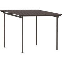 Outsunny 3 x 3(m) Garden Pergola with Waterproof Metal Roof, Lean to Pergola Hardtop Gazebo, Wind-resistant Outdoor Sun Shade, Easy to Assemble