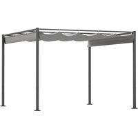 Outsunny 3 x 3(m) Garden Pergola with Retractable Roof and Magnetic Fixture, Outdoor Pergola Kit Sun Shade Canopy, UPF30+, Grey