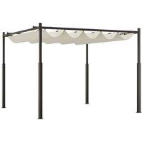 Outsunny 3 x 3(m) Garden Pergola with Retractable Roof and Magnetic Fixture, Outdoor Pergola Kit Sun Shade Canopy, UPF30+, Cream White