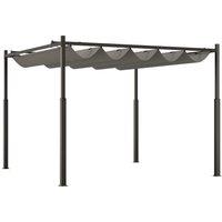 Outsunny 3 x 3(m) Garden Pergola with Retractable Roof and Magnetic Fixture, Outdoor Pergola Kit Sun Shade Canopy, UPF30+, 80mm Metal Column, Grey