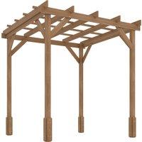 Outsunny 2 x 2m Wooden Pergola Kit, Decorative Garden Gazebo Shelter with Stable Structure for Climbing Vines, Flowers, Dark Brown