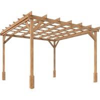 Outsunny 3 x 3 m Wooden Pergola Kit, Decorative Garden Gazebo Shelter with Stable Structure for Climbing Vines, Dark Brown