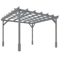 Outsunny 3 x 3 m Wooden Pergola Kit, Decorative Garden Gazebo Shelter with Stable Structure for Climbing Vines, Grey