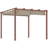 Outsunny 3 x 3 m Retractable Roof Pergola - Natural Wood Finish
