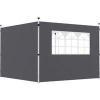Outsunny 3 Meters Gazebo Replaceable Exchangeable Side Panel Wall Panels Walls With Window, Dark Grey