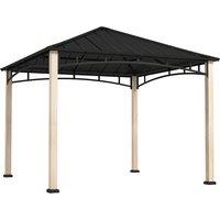 Outsunny 3 x 3m Hardtop Gazebo Canopy with Galvanised Metal Roof, Garden Gazebo Permanent Pavilion with Wood Grain Strong Columns, Deck