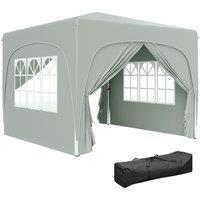 Outsunny 3 x 3m Pop-Up Gazebo Shelter, with Accessories - Light Grey