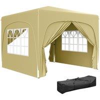 Outsunny 3 x 3m Pop-Up Gazebo Shelter, with Accessories - Sand