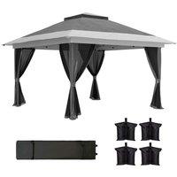 Outsunny 3.6 x 3.6m Pop-Up Gazebo, with Accessories - Grey