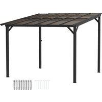 Outsunny 3 x 3m Metal Pergola with UPF 50+ and Waterproof Roof, Wall-Mounted or Free Standing Garden Gazebo, Wind-resistant, Dark Grey