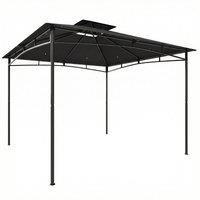 Outsunny 3 x 3 m Gazebo, Garden Gazebo with 2-Tier Roof, Metal Frame, Black