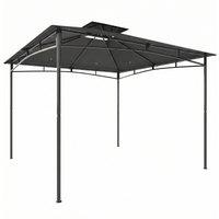 Outsunny 3 x 3 m Gazebo, Garden Gazebo with 2-Tier Roof, Metal Frame, Dark Grey