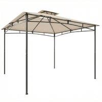 Outsunny 3 x 3 m Gazebo, Garden Gazebo with 2-Tier Roof, Metal Frame, Khaki