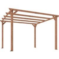 Outsunny 3 x 3 m Wooden Pergola Kit, Garden Pergola Gazebo Grape Trellis with Triangle Supports, 5 Beams, Maple Wood-effect