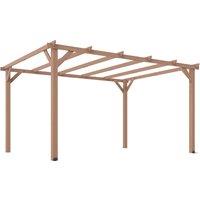 Outsunny 4 x 3 m Wooden Pergola Kit, Garden Pergola Gazebo Grape Trellis with Triangle Supports, 6 Beams, Maple Wood-effect