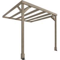 Outsunny Lean-To Wooden Pergola Kit, Decorative Garden Gazebo with Stable Structure and Concrete Anchors, 2.4 x 2.4m, Light Brown