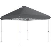Outsunny 3 x 3 m Pop Up Gazebo with Wheels, UPF50+ One-Touch Outdoor Garden Party Tent Marquee Wedding Awning Canopy, Dark Grey