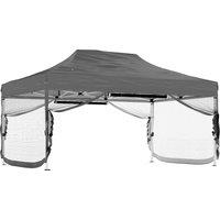 Outsunny 3 x 4.5 m Pop Up Gazebo with Mesh Nettings, UPF50+ Heavy Duty Outdoor Garden Party Tent Marquee, Dark Grey