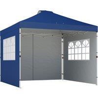 Outsunny Pop Up Canopy Waterproof Height Adjustable Gazebo with 3 Sidewalls Wheeled Bag for Parties 3 x 3 m Dark Blue