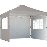 Outsunny Pop Up Canopy Waterproof Height Adjustable Gazebo with 3 Sidewalls Wheeled Bag for Parties 3 x 3 m Grey