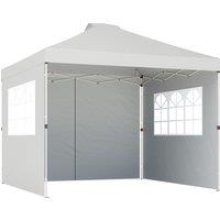 Outsunny Pop Up Canopy Waterproof Height Adjustable Gazebo with 3 Sidewalls Wheeled Bag for Parties 3 x 3 m White